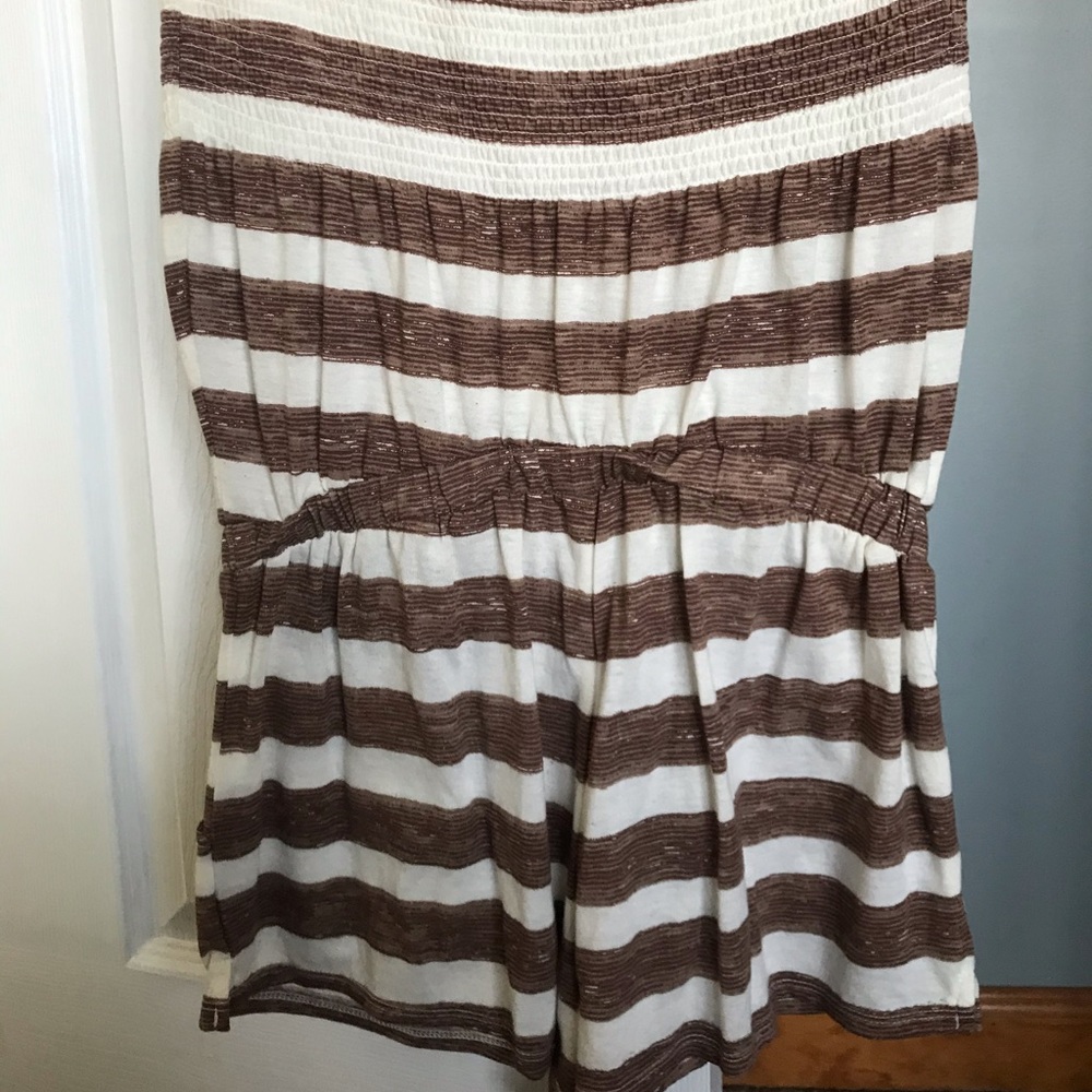 Brown/White Striped Romper
